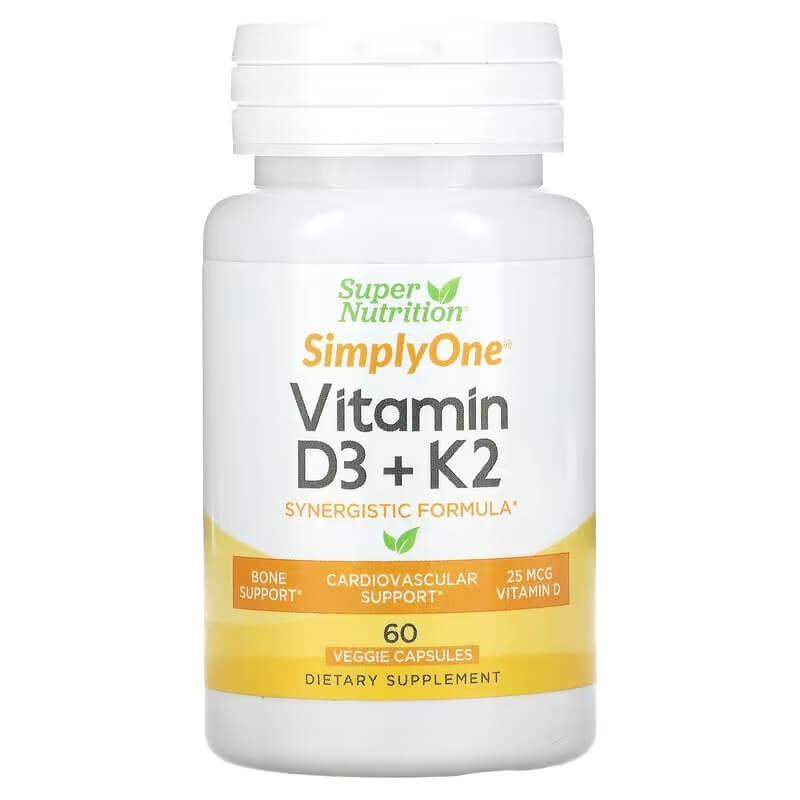 Витамин D3 и K2 Super Nutrition, 60 капсул super nutrition vitamin d3 1000 iu k2 40 mcg 60 капсул для костей зубов суставов лица препарат для женщин и мужчин