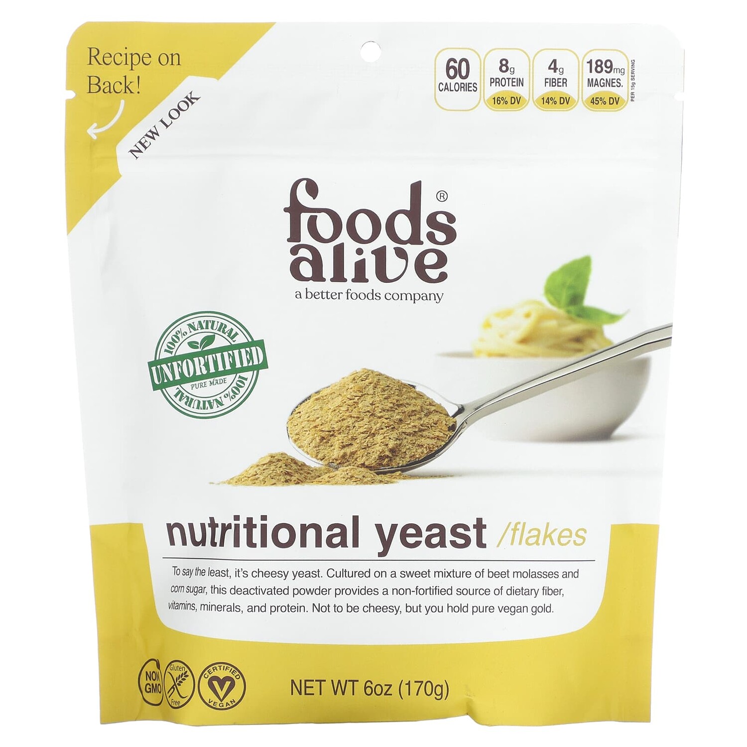 

Суперфуд, необогащенные пищевые дрожжи, 170 г (6 унций), Foods Alive