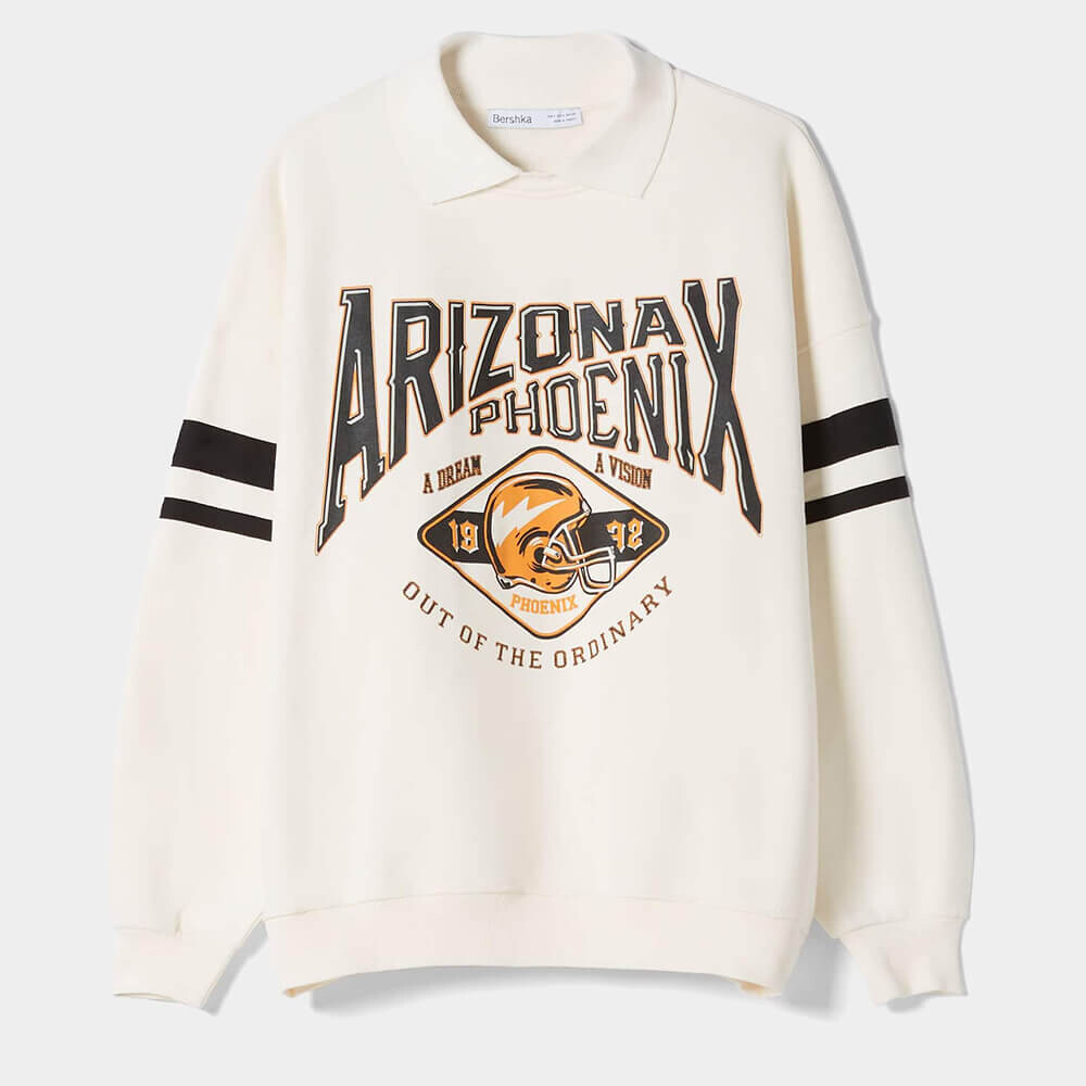 

Свитшот Bershka Polo Collar, бежевый