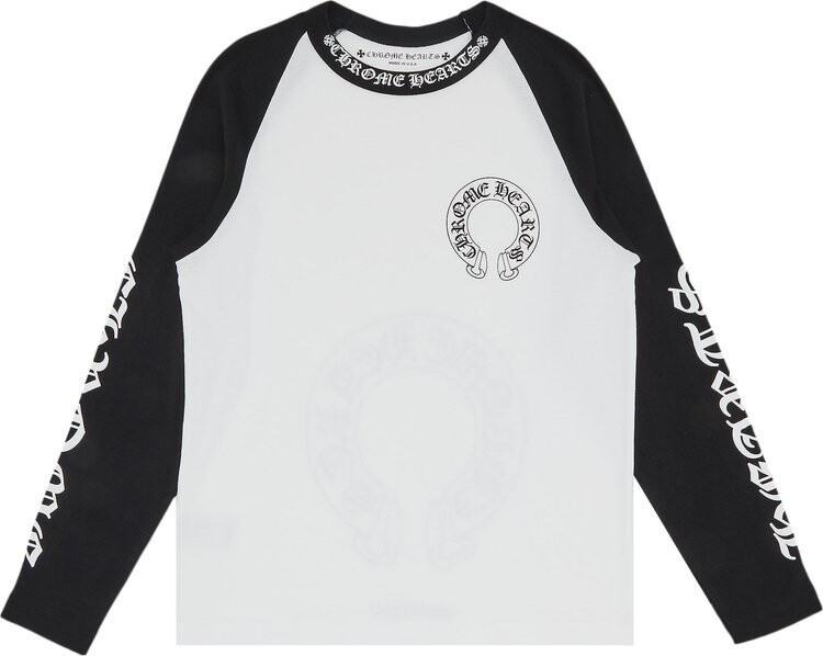 

Рубашка Chrome Hearts Horseshoe Neck Logo 3/4 Shirt 'Black/White', черный