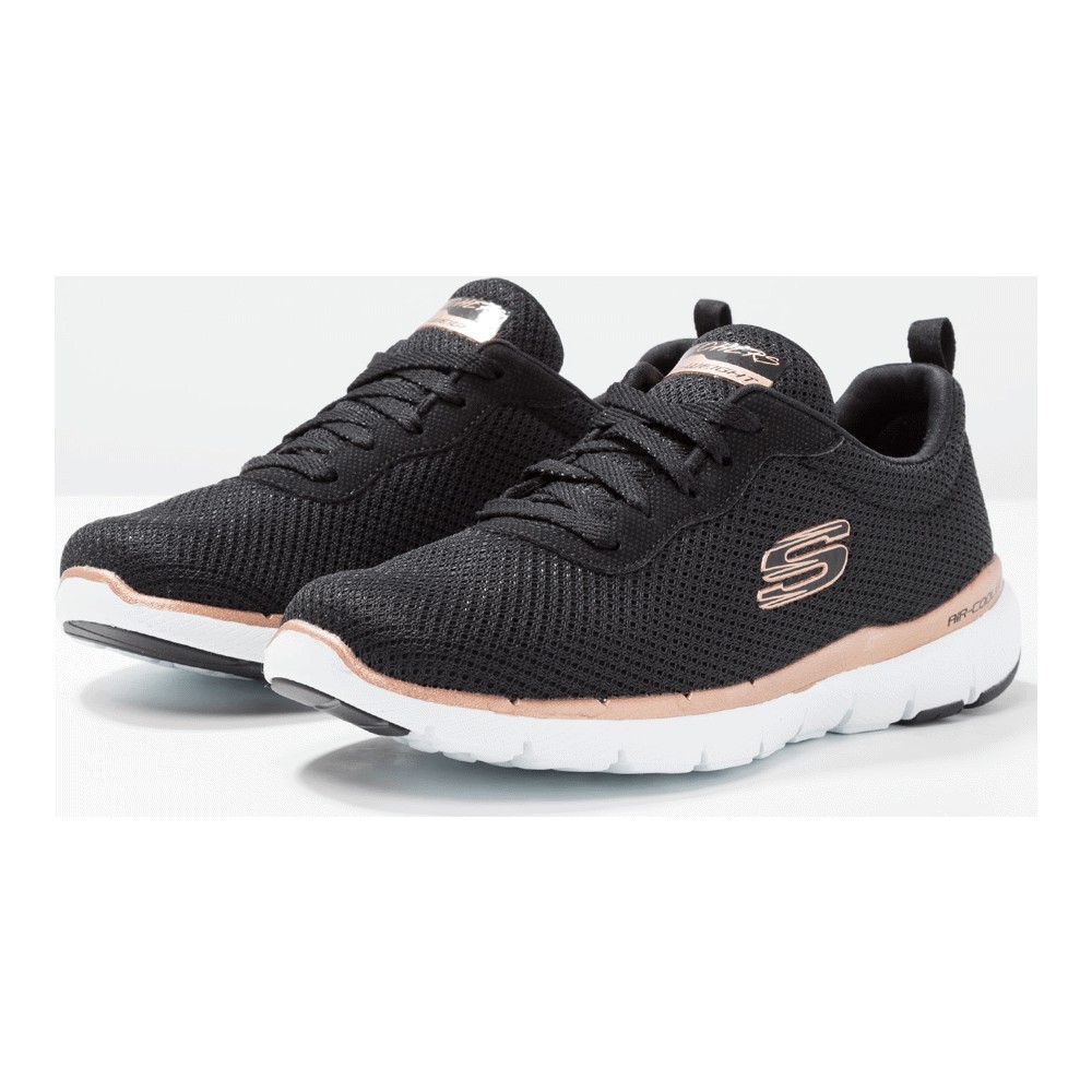 Skechers flex appeal 3.0 black sales rose gold