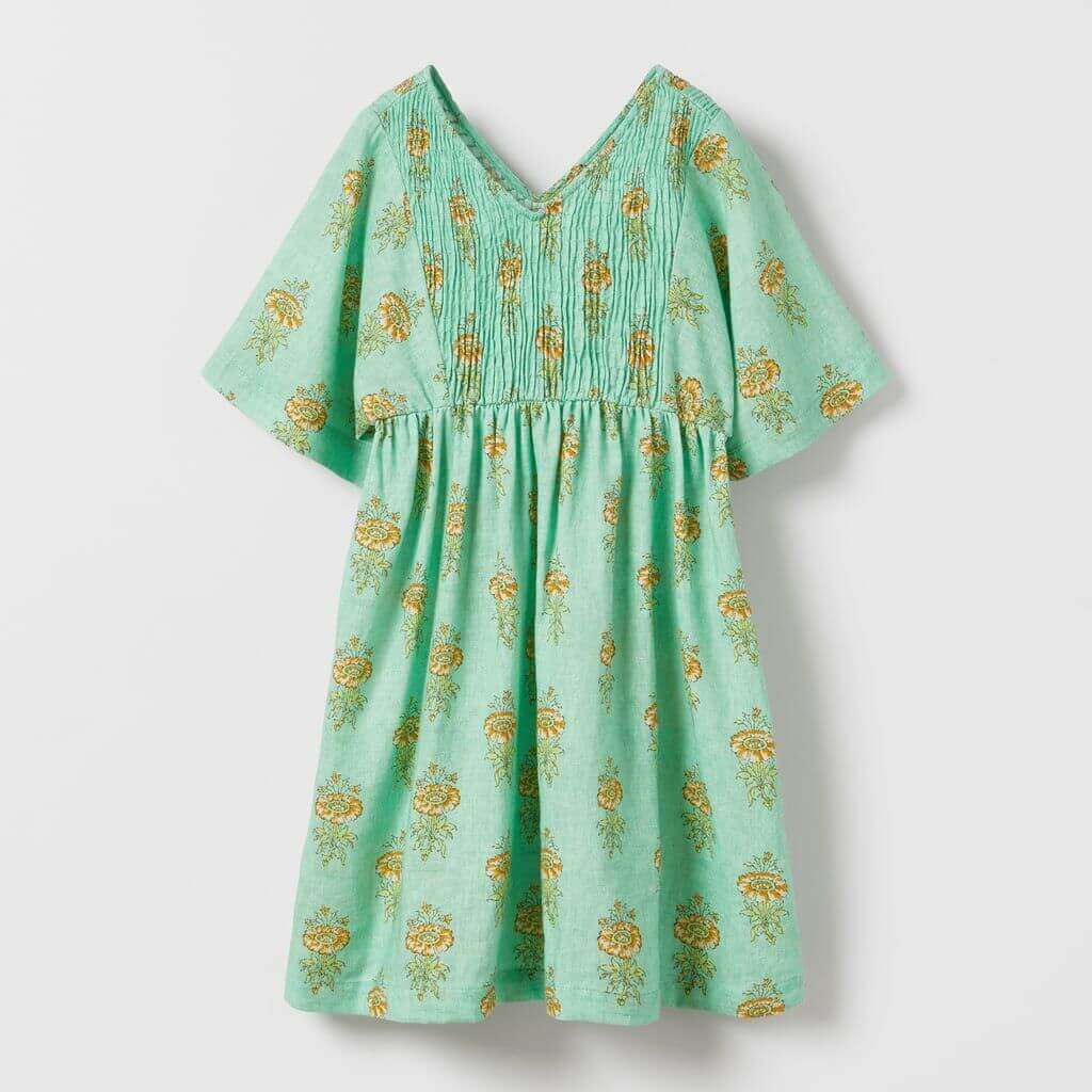

Платье Zara Floral Linen Blend, зеленый