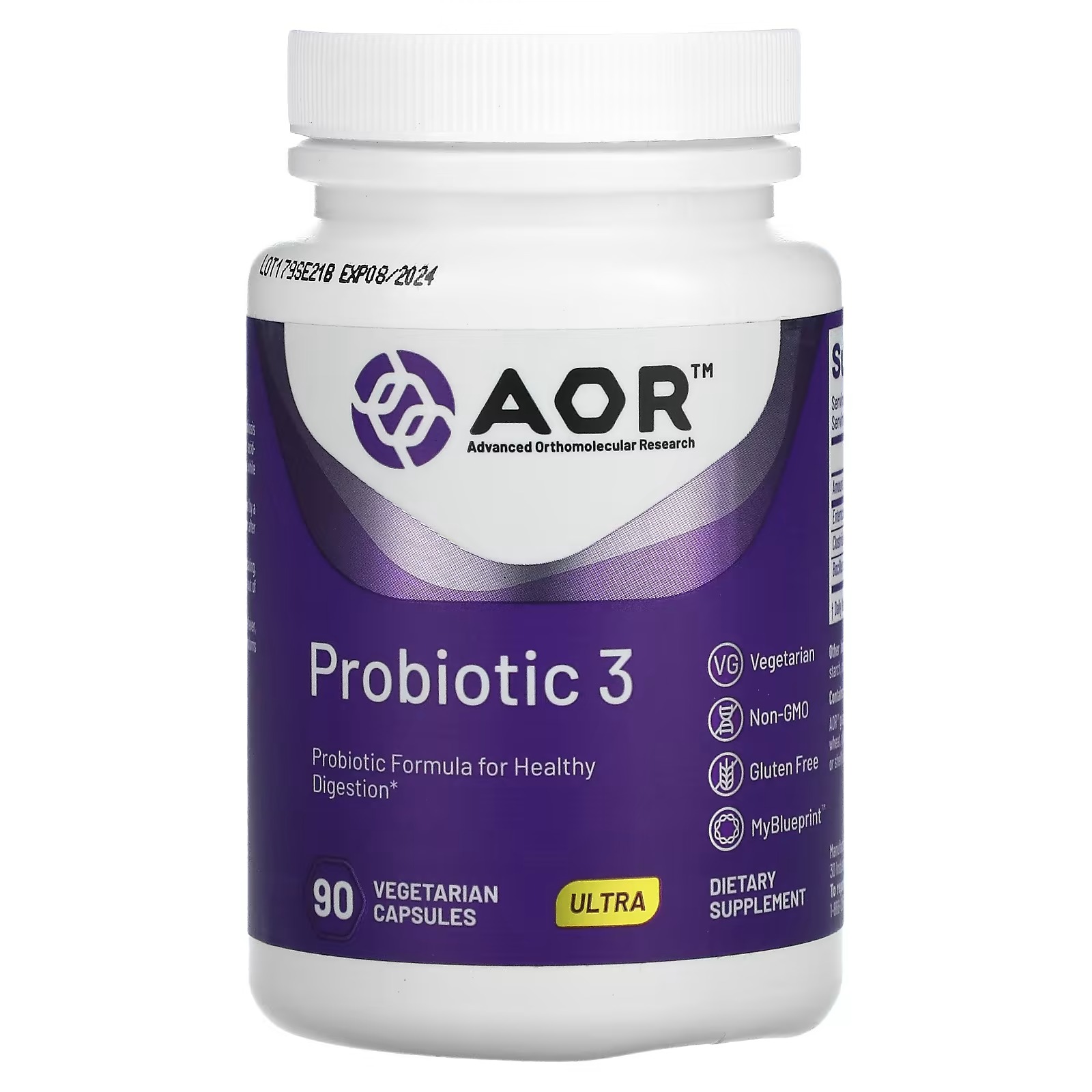 Advanced Orthomolecular Research AOR, Probiotic 3, 90 растительных капсул advanced orthomolecular research aor r липоевая кислота 300 мг 60 растительных капсул