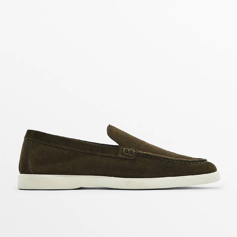 

Мокассины Massimo Dutti Split Suede, зеленый