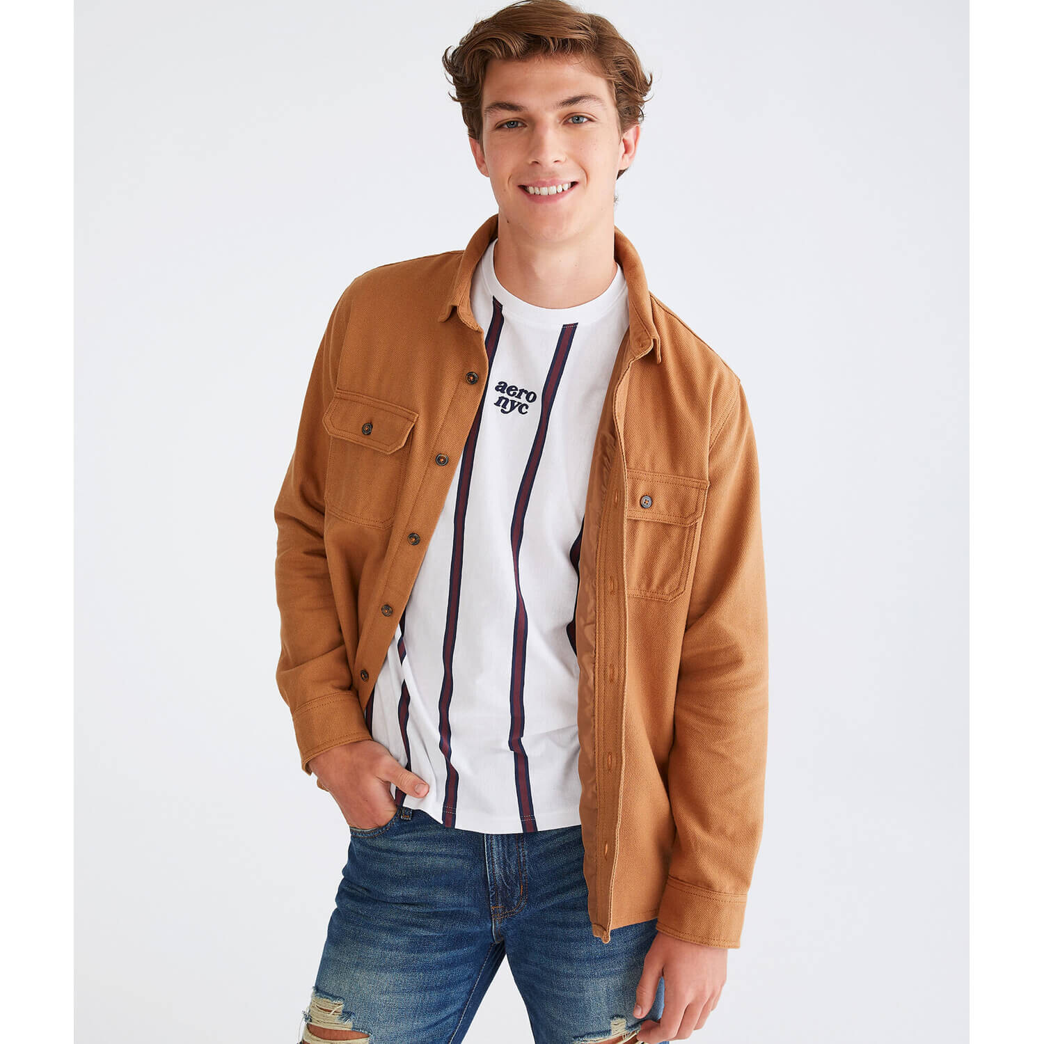 

Рубашка Aeropostale Lightweight Flannel, коричневый