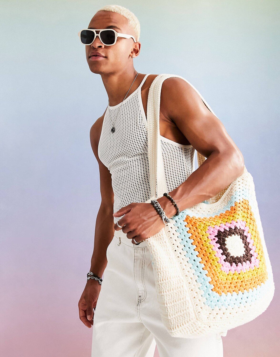 

Разноцветная вязаная сумка большого размера ASOS DESIGN