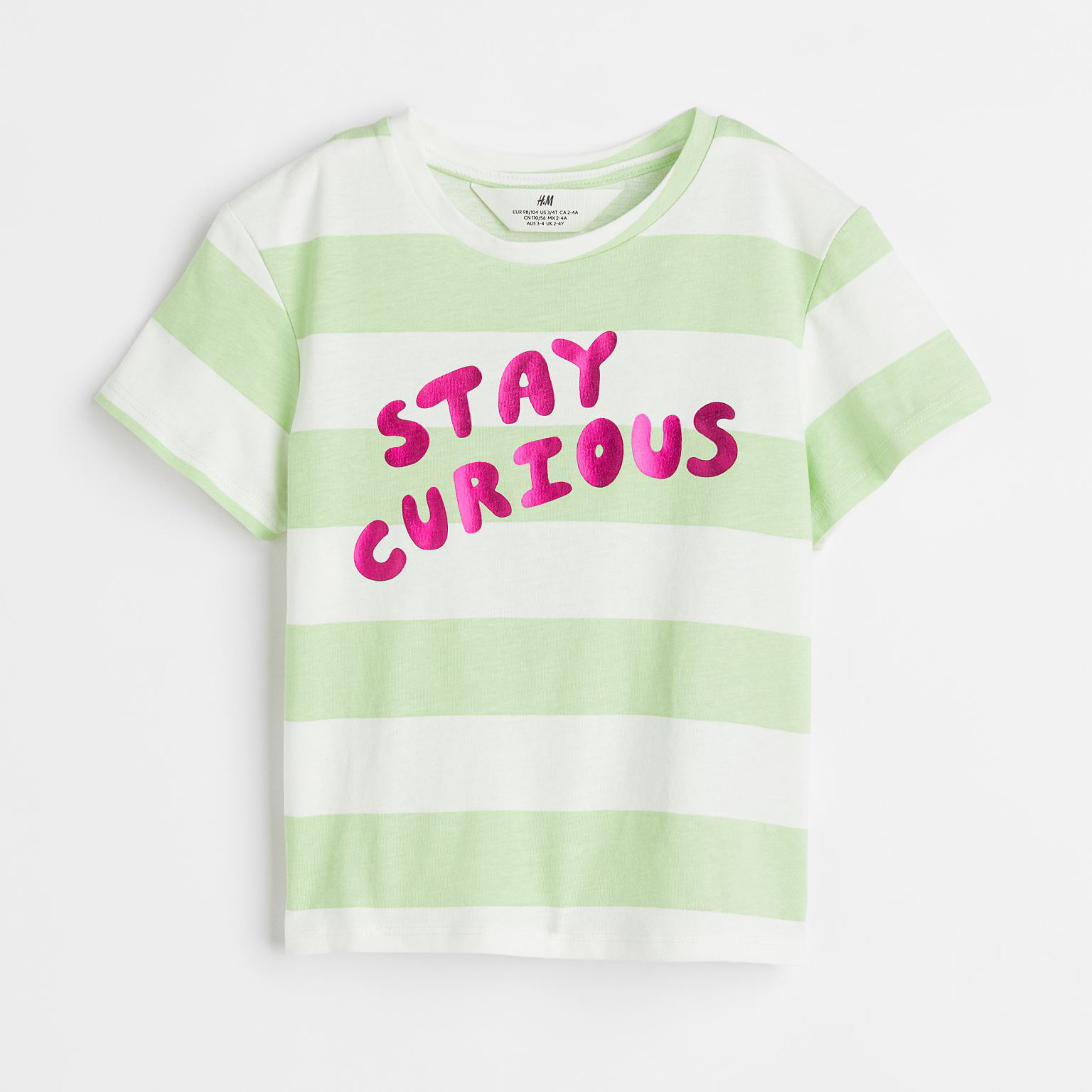 Топ из мягкого трикотажа H&M Striped Stay Curious, светло-зеленый/белый/вишневый
