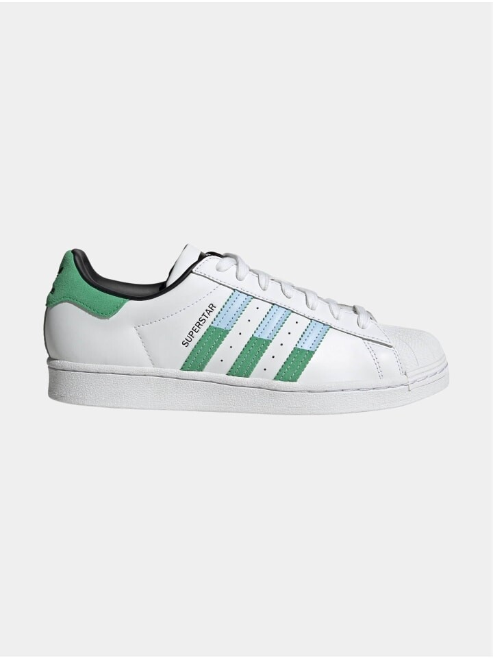 

Кроссовки на шнуровке adidas, цвет white/green/blue