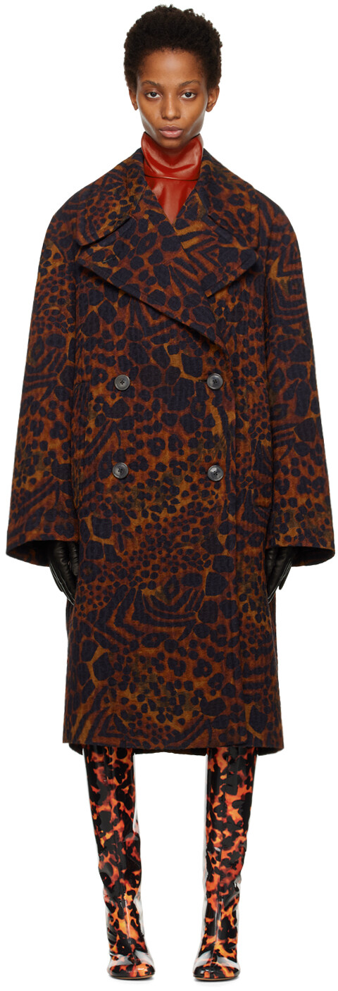 

Коричневое пальто из черемши Dries Van Noten
