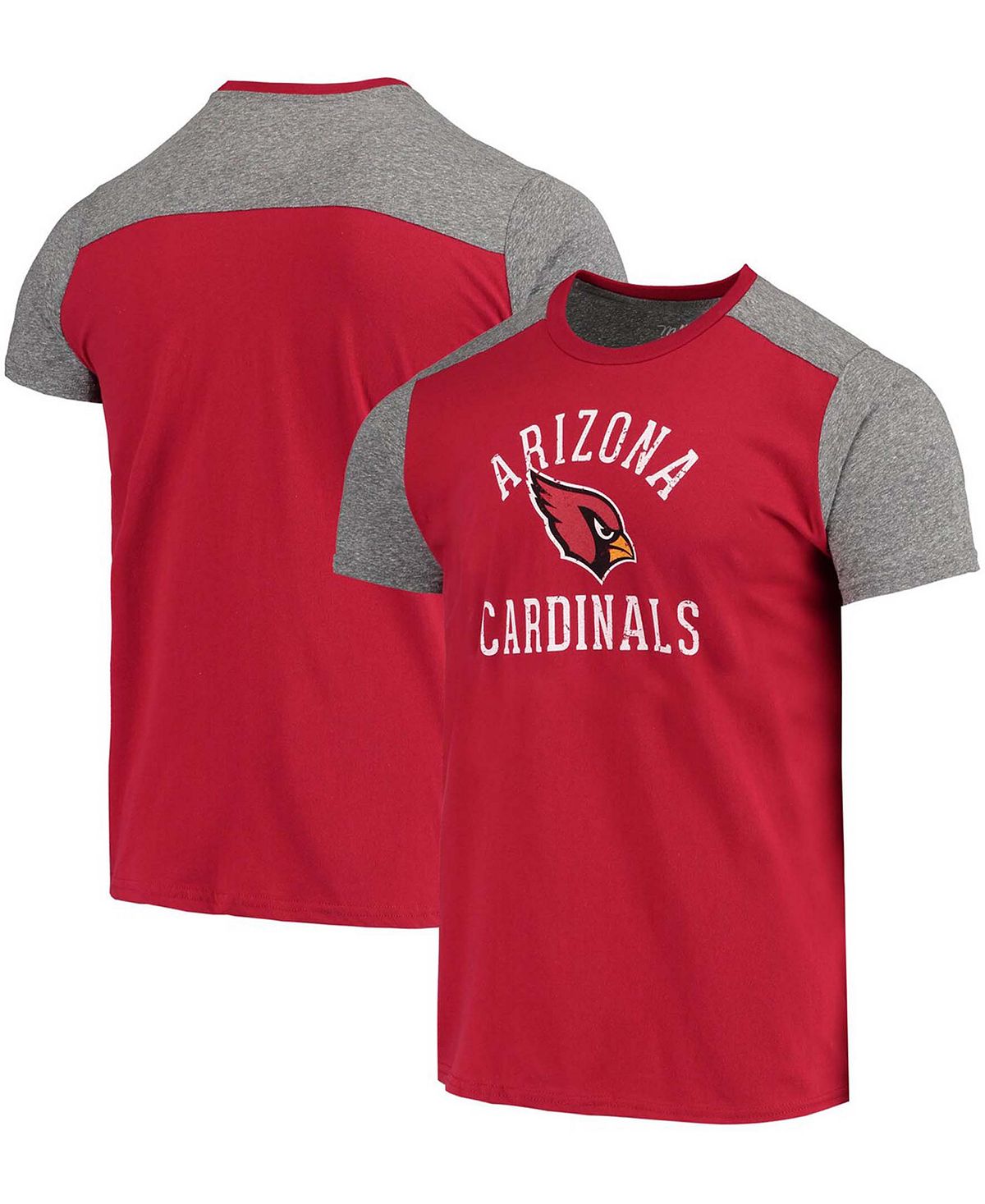 Мужская серая футболка cardinal arizona cardinals field goal slub Majestic, мульти футболка с карманами tri blend arizona cardinals threads cardinal majestic