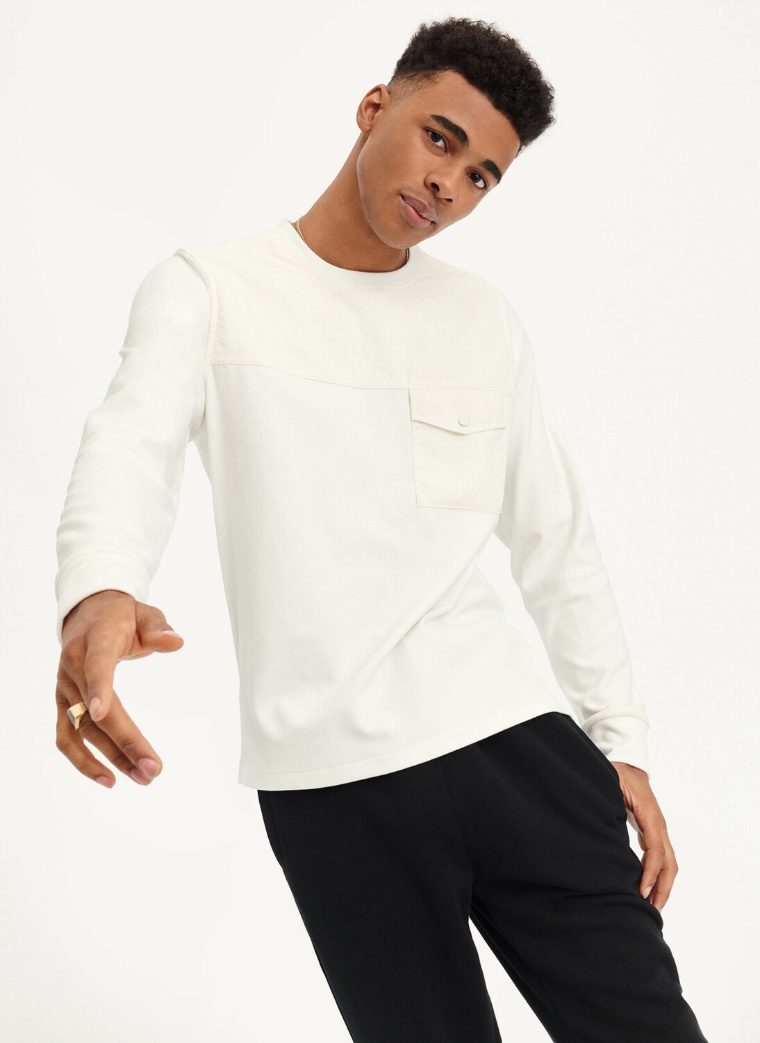 

Лонгслив с длинными рукавами и карманами DKNY, Белый