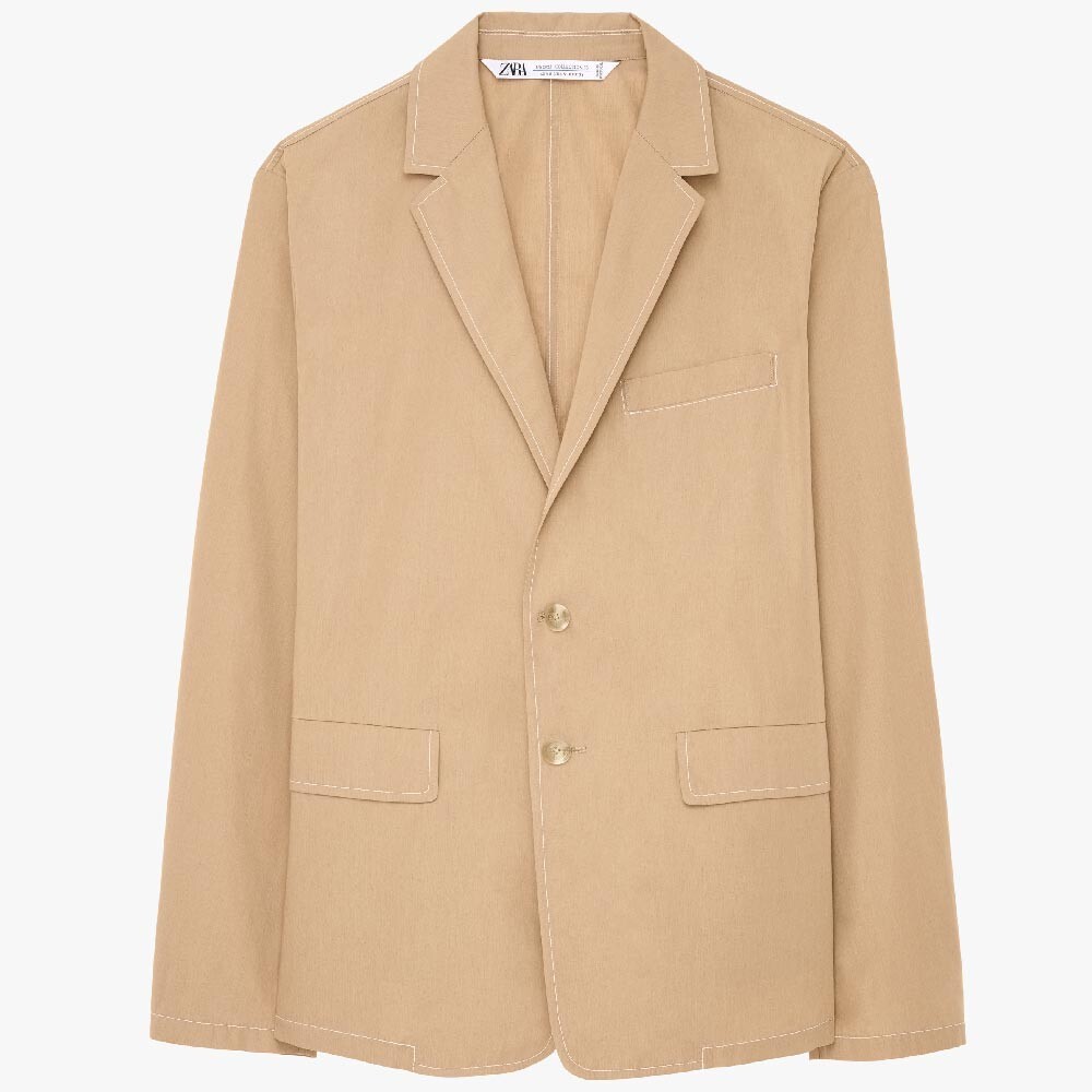 Пиджак Zara Poplin Limited Edition, бежевый