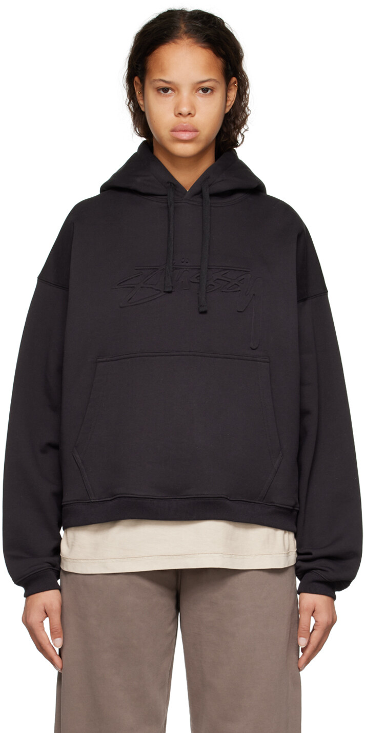 

Черный свободный худи свободного кроя Stüssy