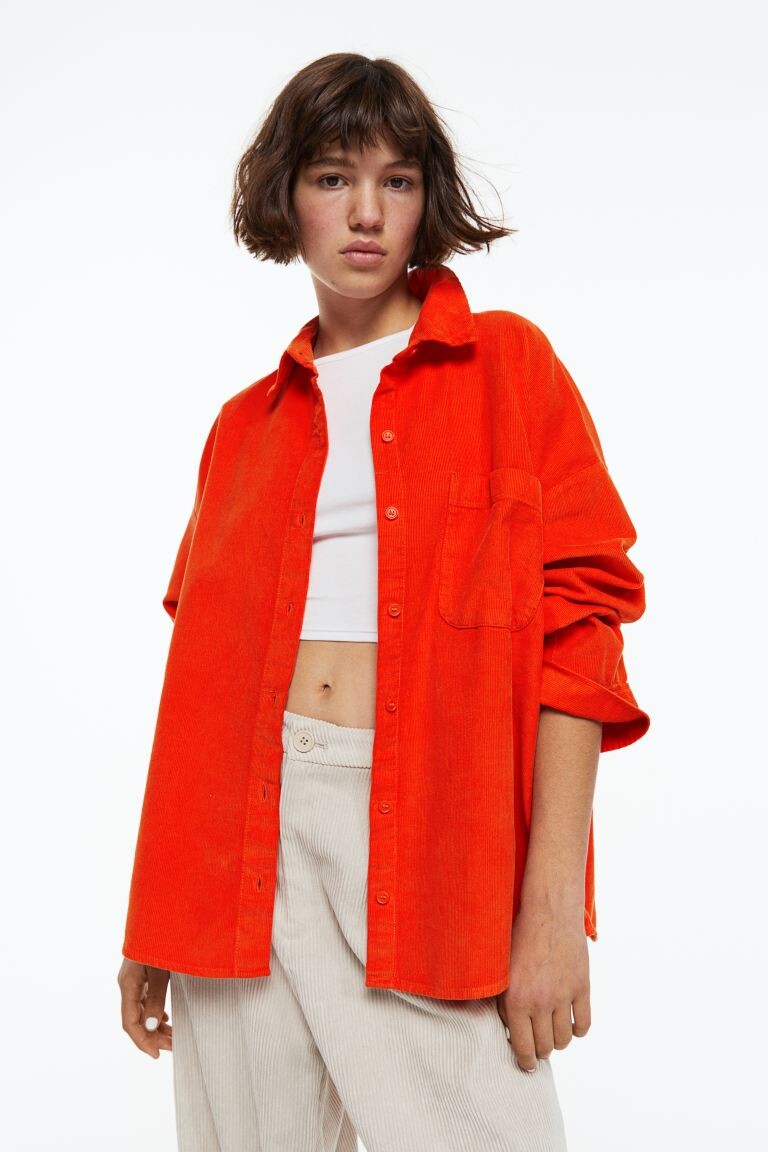 

Вельветовая рубашка оверсайз H&M, апельсин