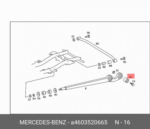 Сайлентблок рычага подвески A4603520665 MERCEDES-BENZ цена и фото