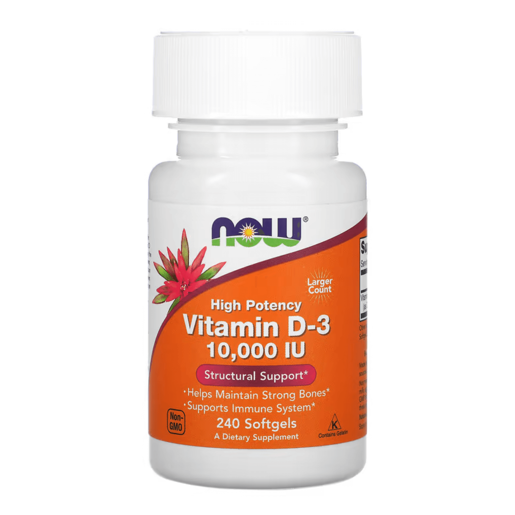 Витамин D-3 NOW Foods 250 мкг 10 000 МЕ, 240 капсул now foods витамин d3 250 мкг 10 000 ме 240 капсул