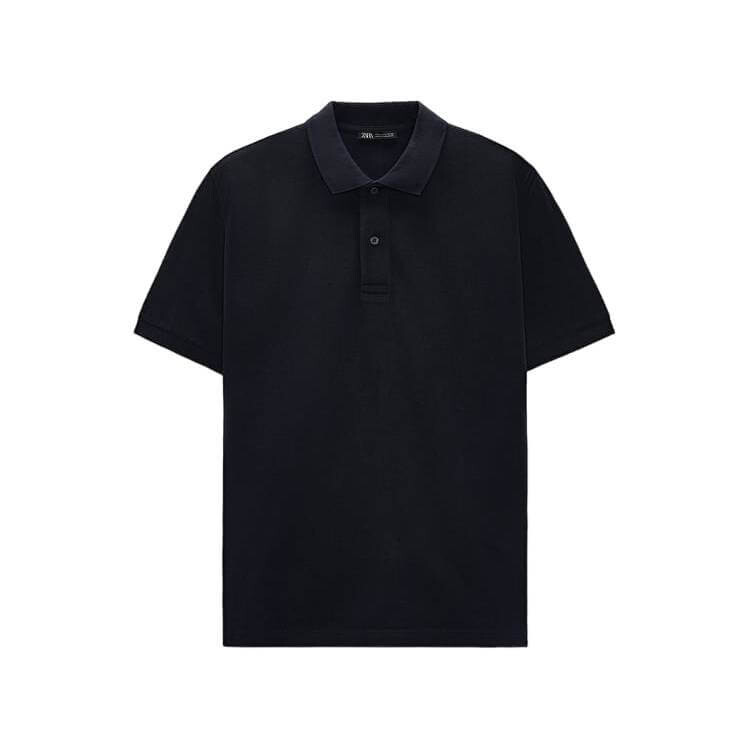 

Поло Zara Textured Pique Shirt, темно-синий