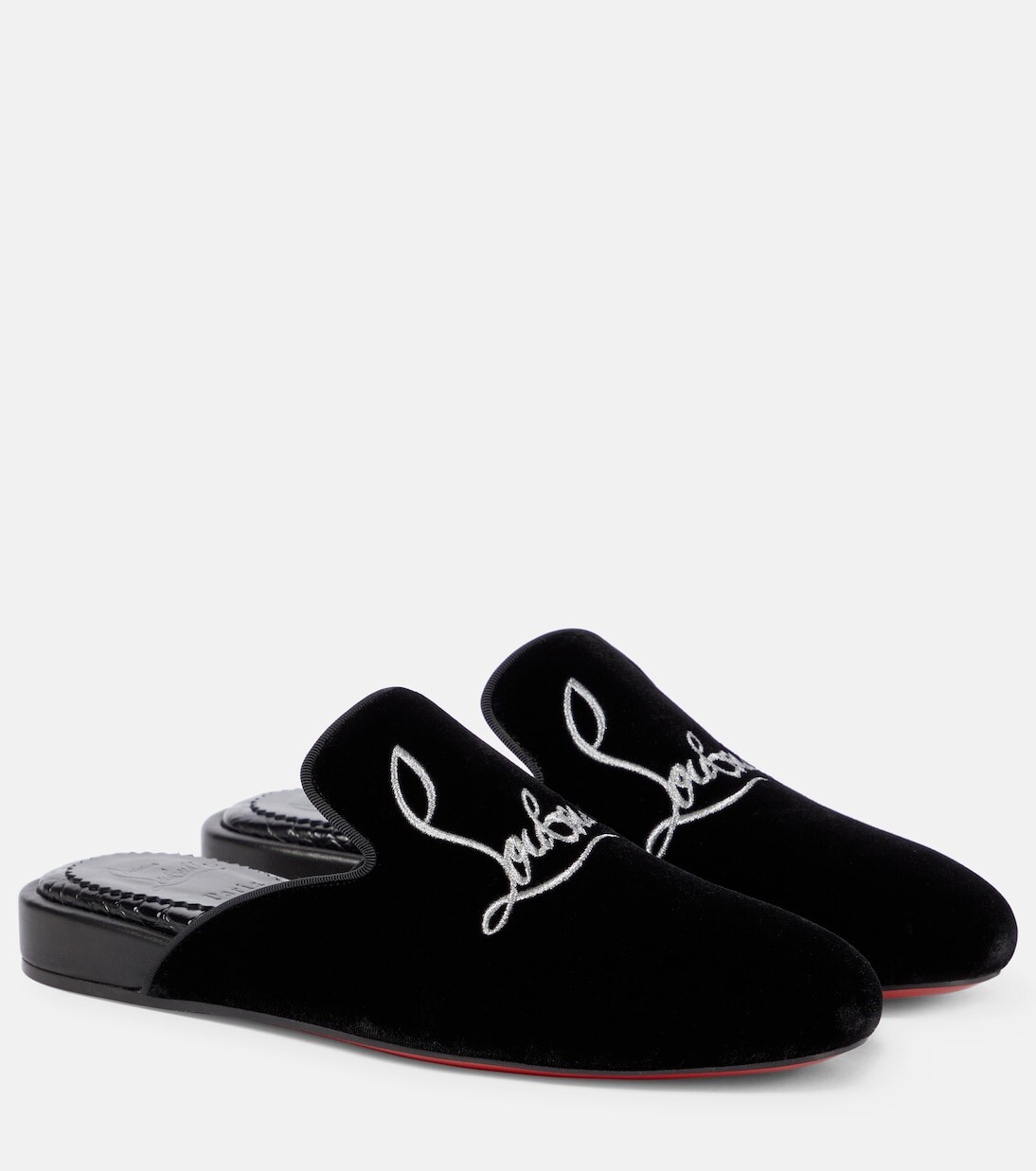 

Темно-синие бархатные тапочки coolito donna Christian Louboutin, черный