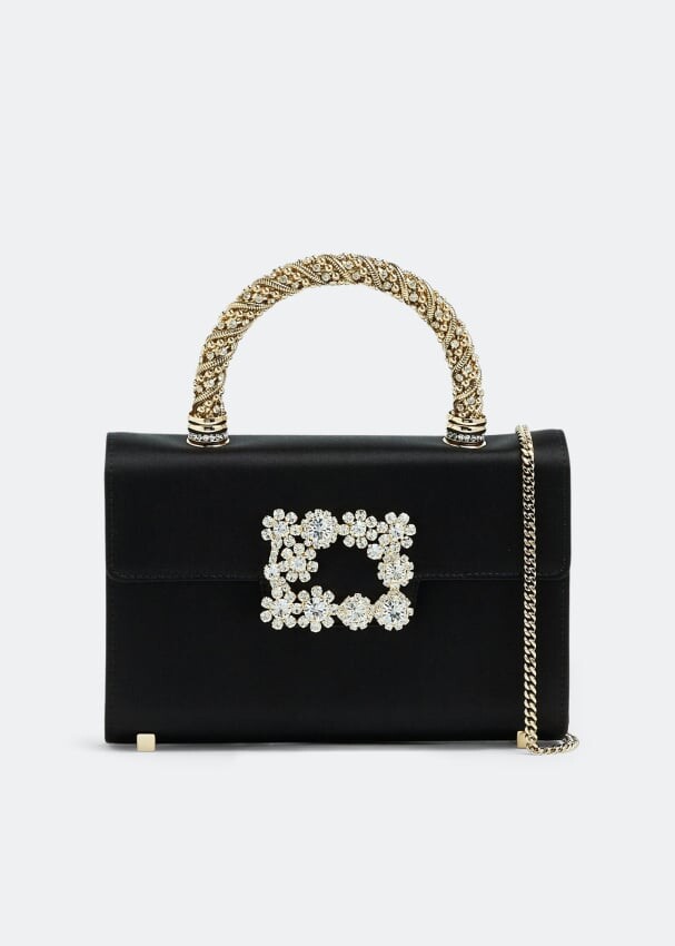 

Клатч ROGER VIVIER Flower Strass Buckle mini clutch, черный