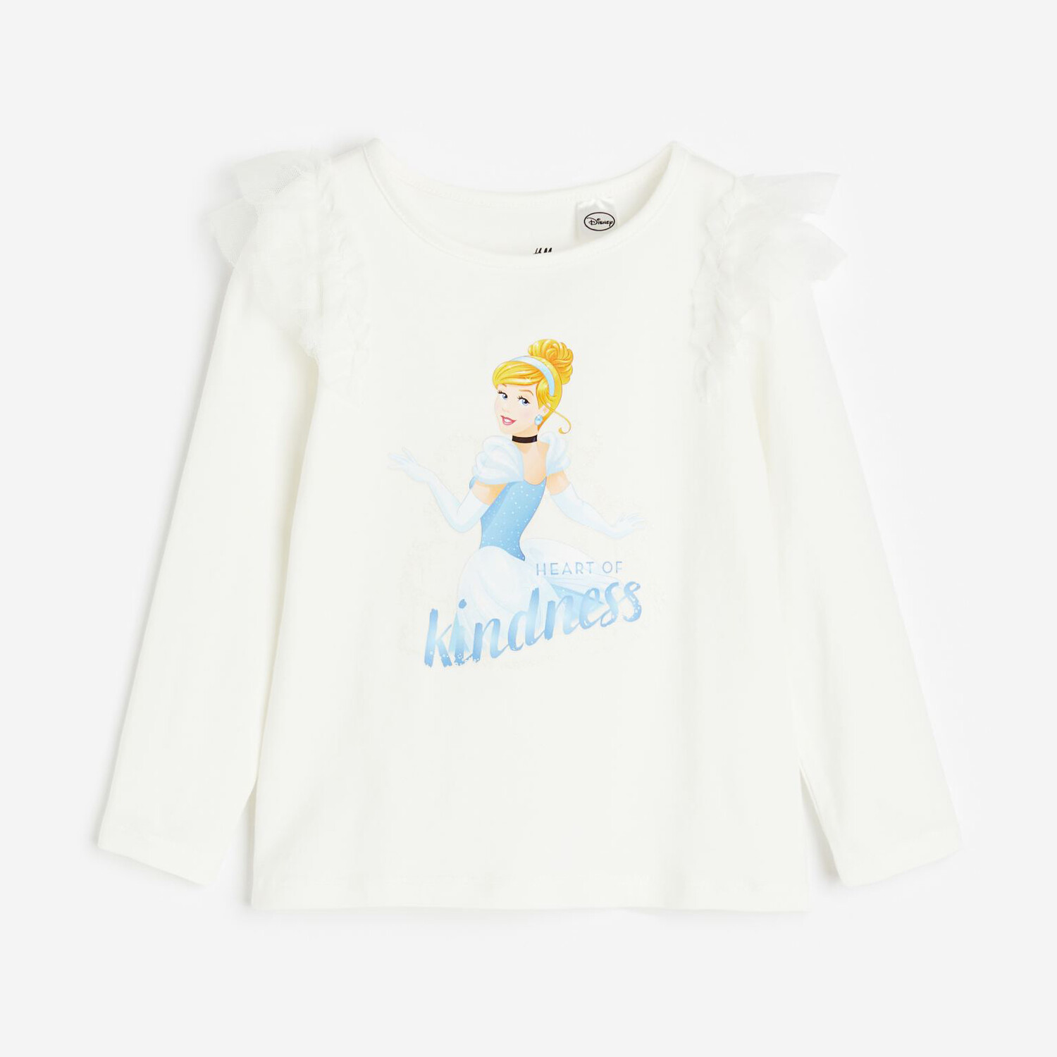 

Лонгслив с принтом и оборками H&M Disney Cinderella, белый/желтый/синий