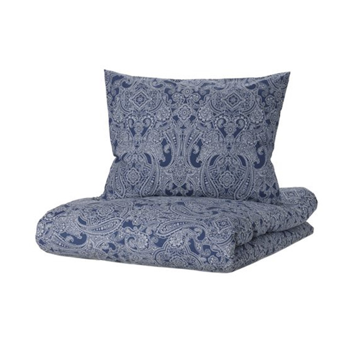 Комплект постельного белья Ikea Jattevallmo, 2 предмета, 150x200/50x60 см, темно-синий/белый
