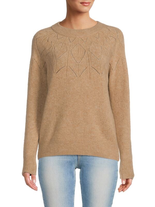 

Кашемировый Cвитер Saks Fifth Avenue Pointelle, faded sky