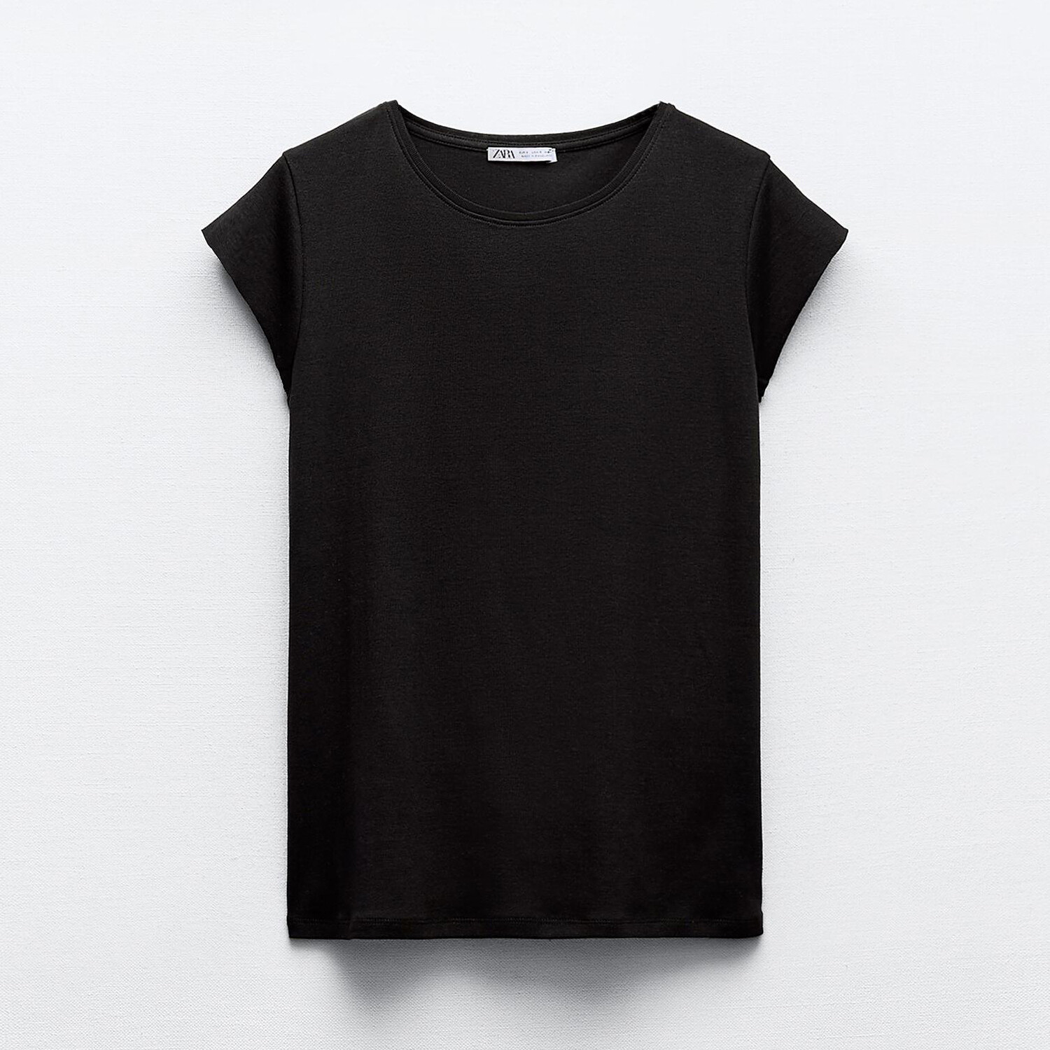 Футболка Zara Short Sleeve Cotton, черный футболка zara ribbed short sleeve белый