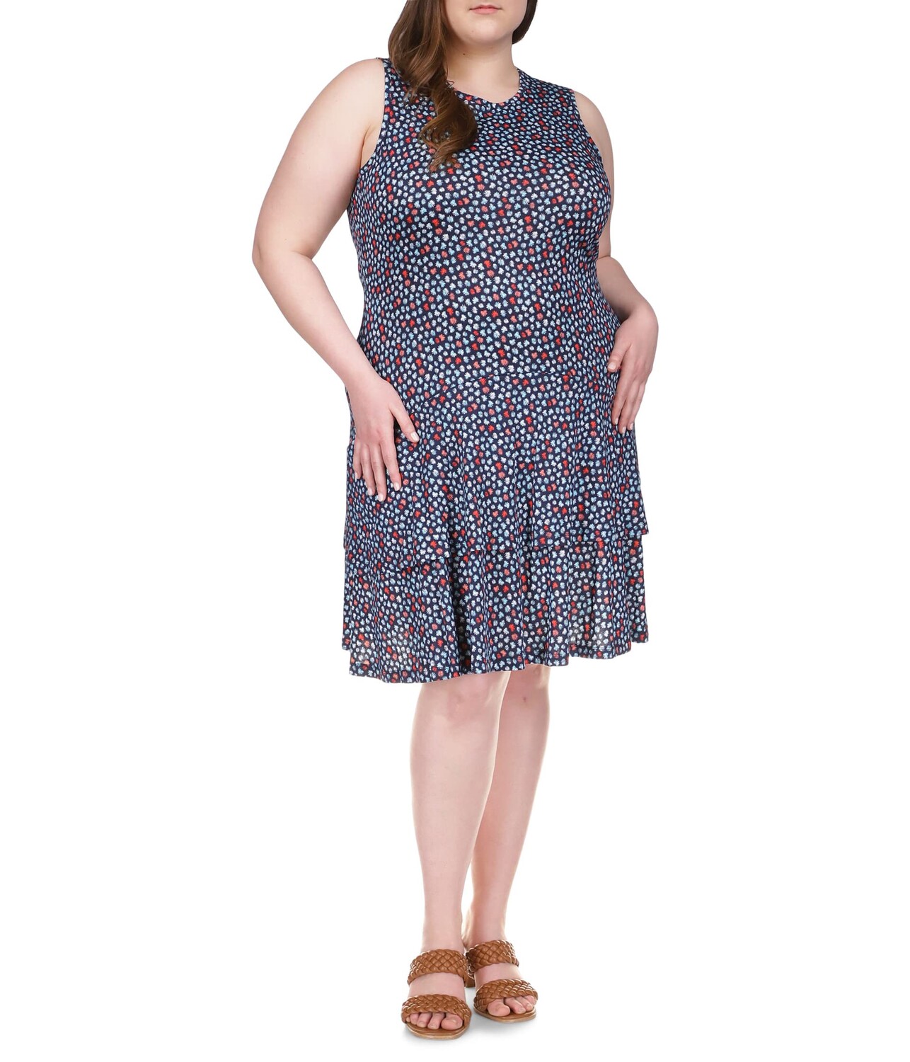 

Платье MICHAEL Michael Kors, Plus Size Palm Sleeveless Flounce Dress