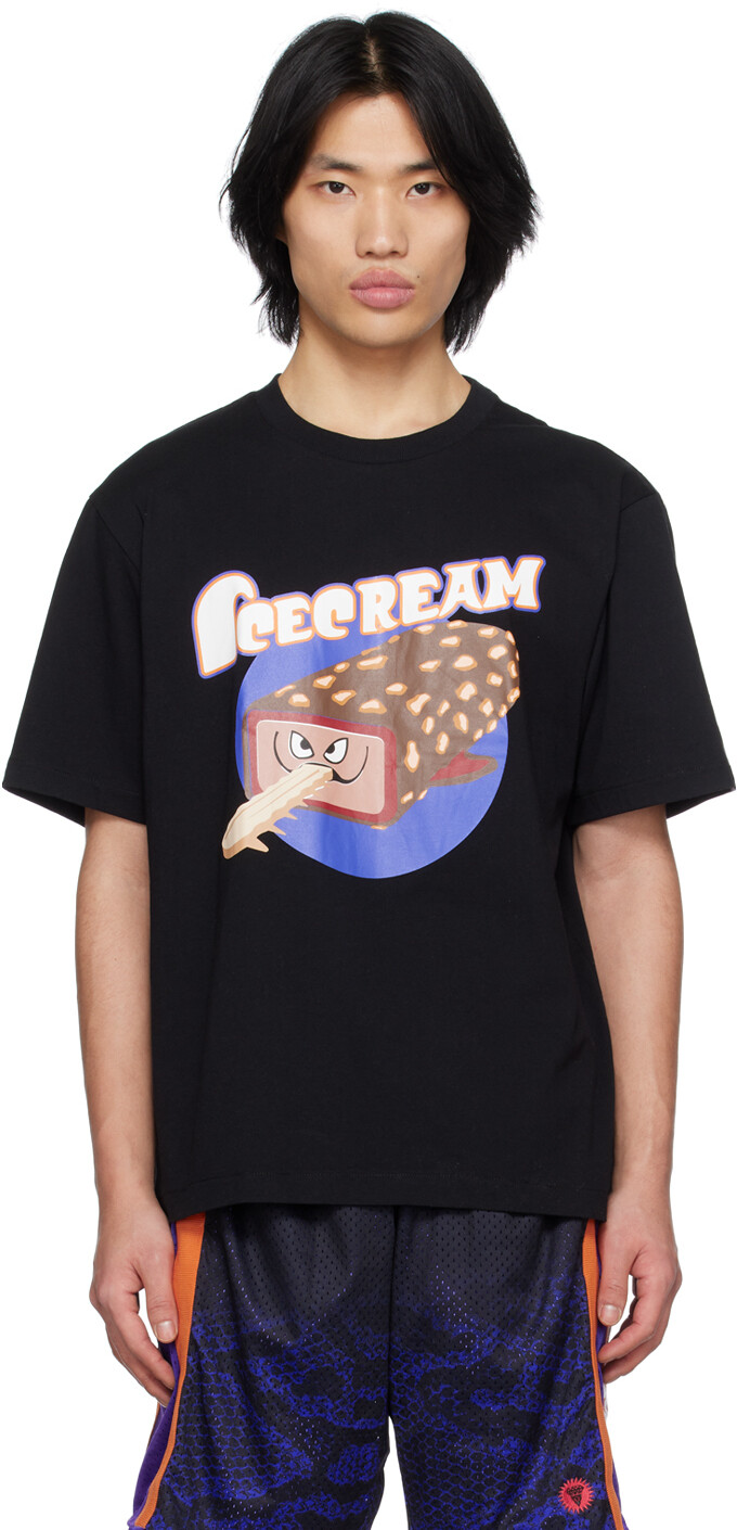 

Черная футболка с хрустящей акулой ICECREAM, Черный