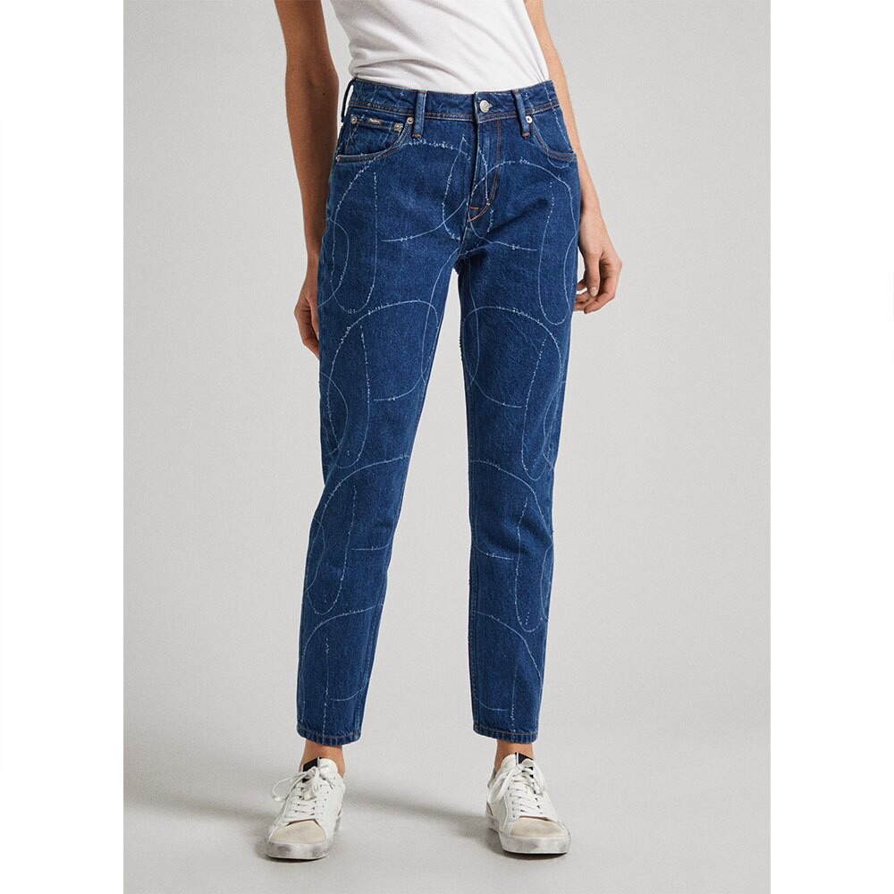 

Джинсы Pepe Tapered Logo Fit High Waist, синий
