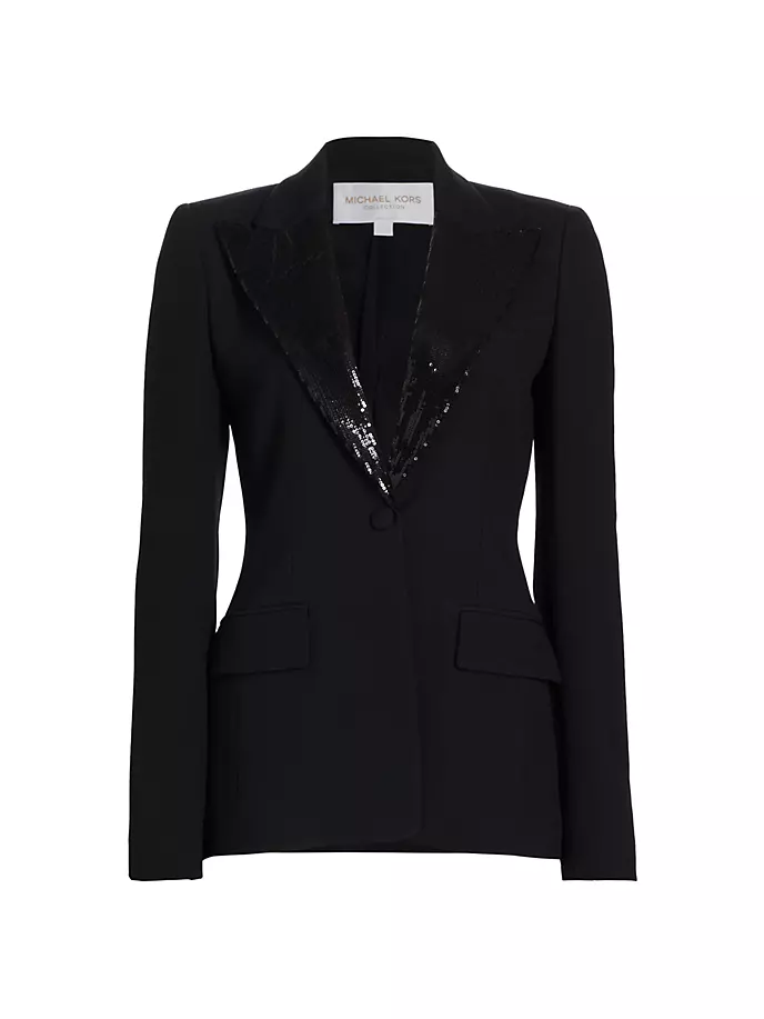 Однобортный пиджак Джорджина с пайетками Michael Kors Collection, черный