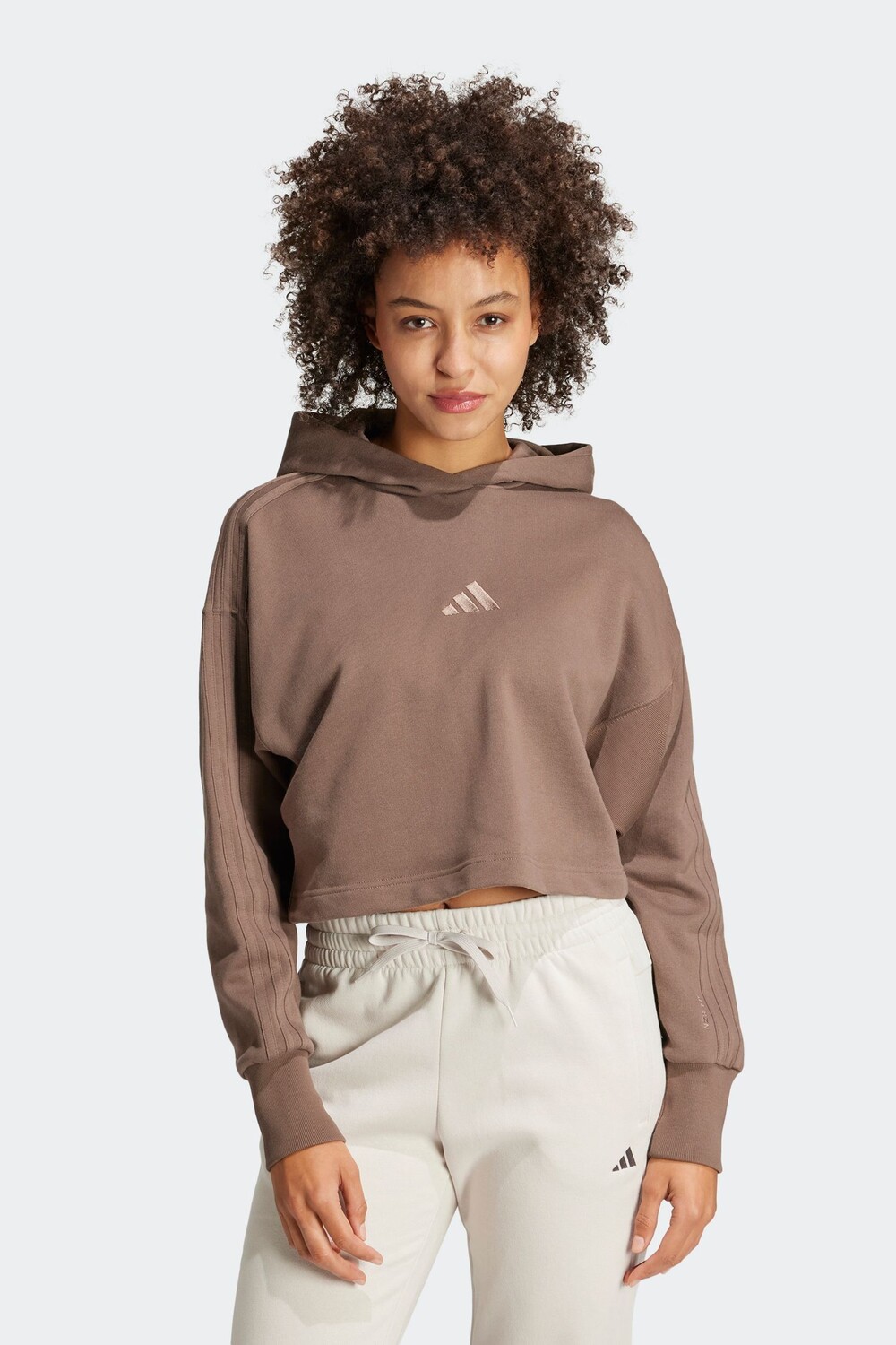 

Все szn укороченная толстовка с капюшоном Adidas, коричневый