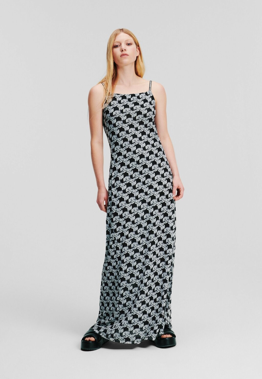 

Платье макси MAXI ALL-OVER PRINT MESH Karl Lagerfeld Jeans, цвет black monogram pattern