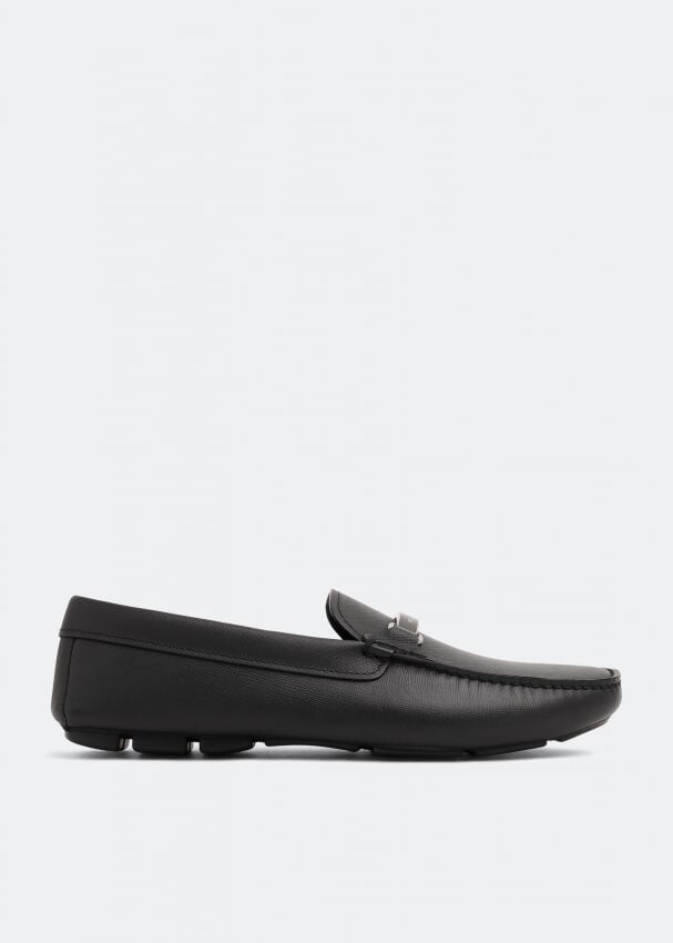 

Лоферы PRADA Saffiano leather loafers, черный