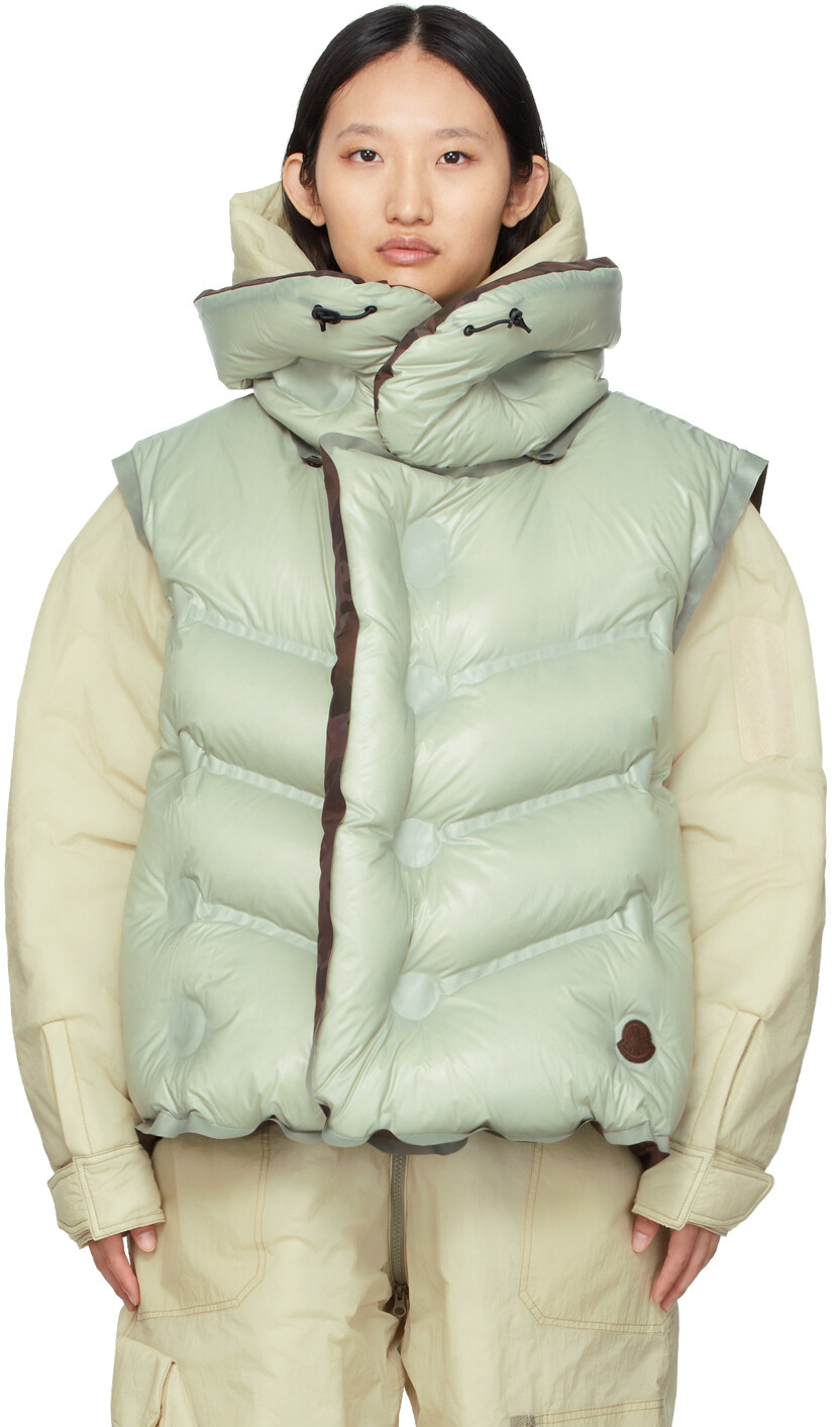 

Зеленая двусторонняя пуховая жилетка Moncler Dingyun Zhang Zadena Moncler Genius, Зеленый
