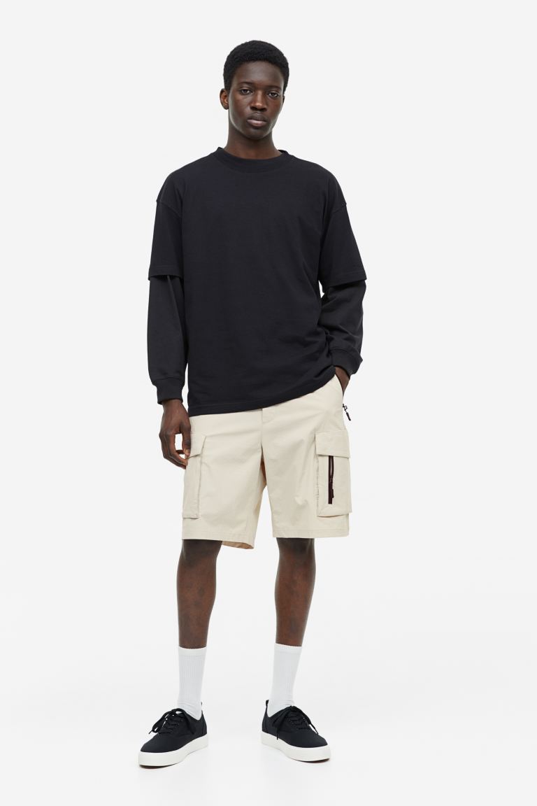 Нейлоновые шорты карго свободного кроя H&M, светло-бежевый