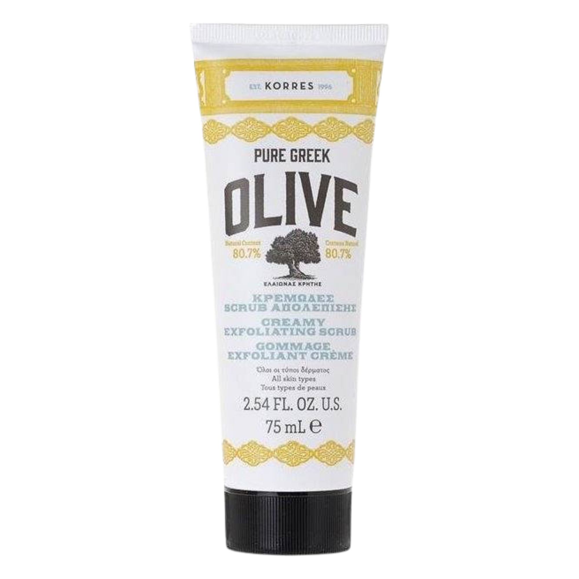 Korres Pure Greek Olive Крем-скраб для лица, 75 мл ночной питательный крем для лица волос и тела korres pure greek olive 40 мл