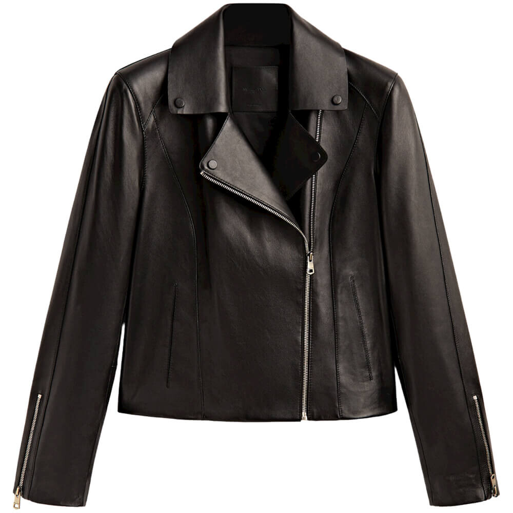 

Куртка Massimo Dutti Tumbled Leather Biker, черный