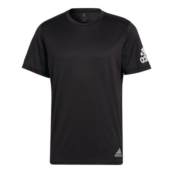 Футболка Adidas Shoulder Logo Printing Solid Color Round Neck Short Sleeve Black, Черный women solid o neck short sleeve top