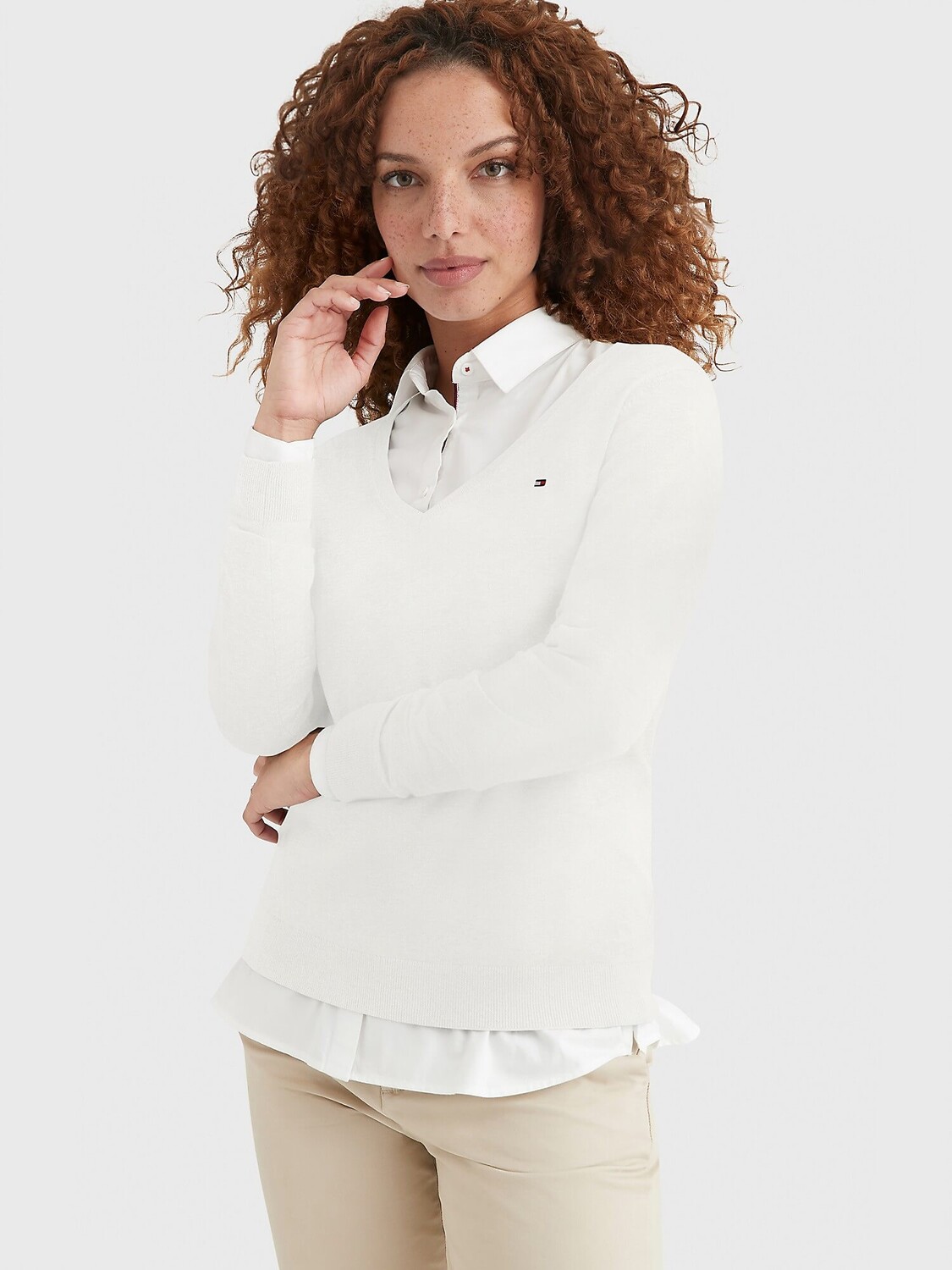 

Свитер Tommy Hilfiger Solid V-neck, белый
