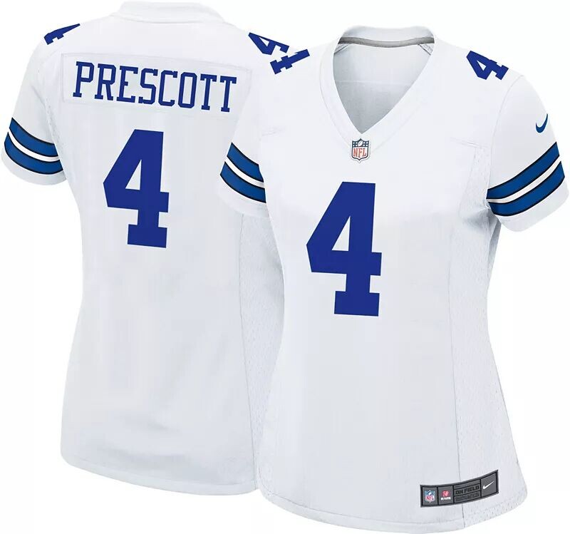 

Женское белое игровое джерси Nike Dallas Cowboys Dak Prescott #4