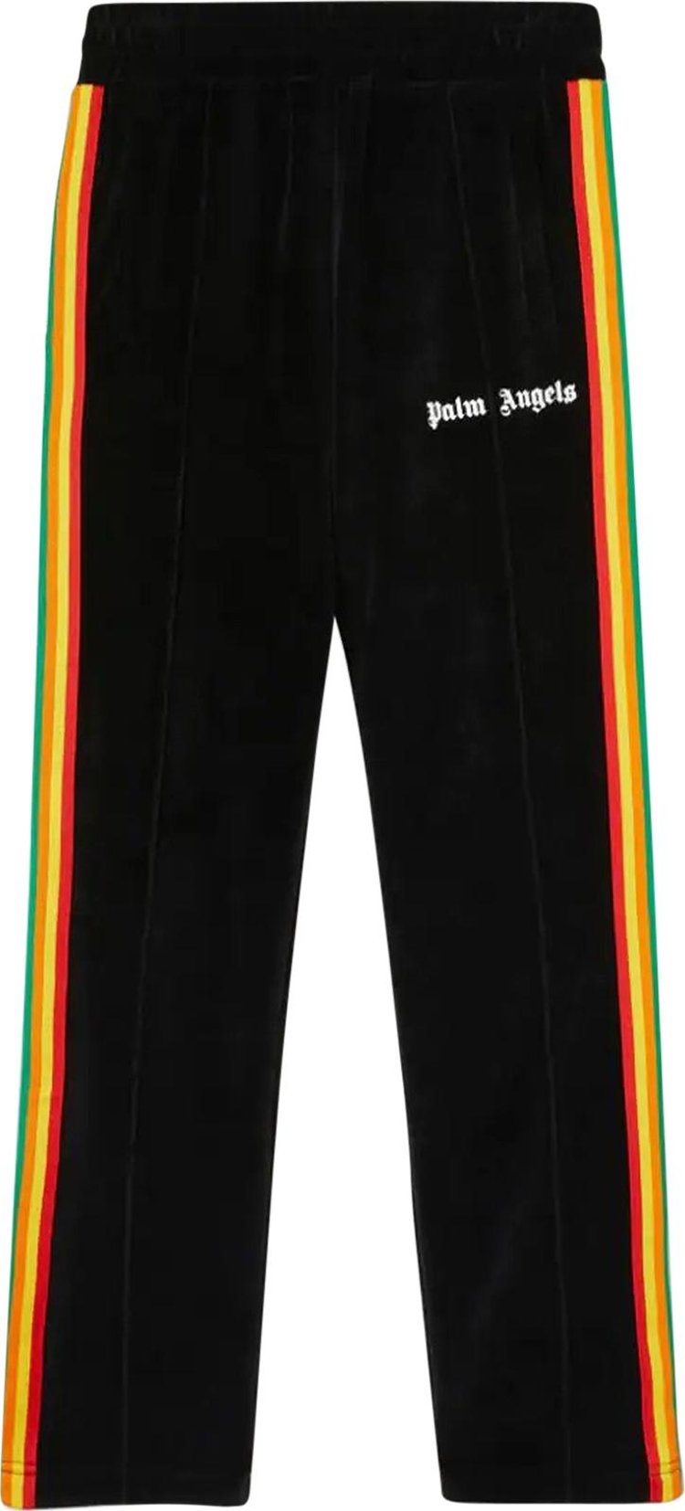 Брюки Palm Angels Rainbow Chenille Track Pants 'Black/White', черный - фото