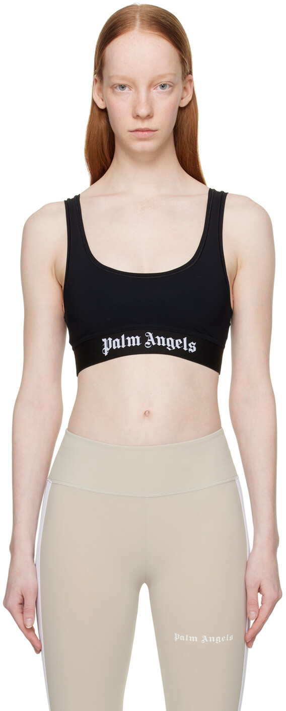

Черный жаккардовый спортивный бюстгальтер Palm Angels