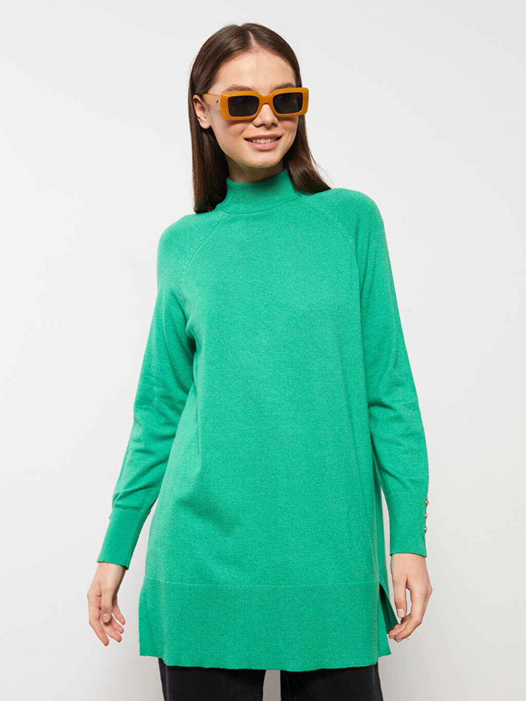 

Половина водолазки прямой с длинным рукавом Женская трикотажная туника LCW Modest