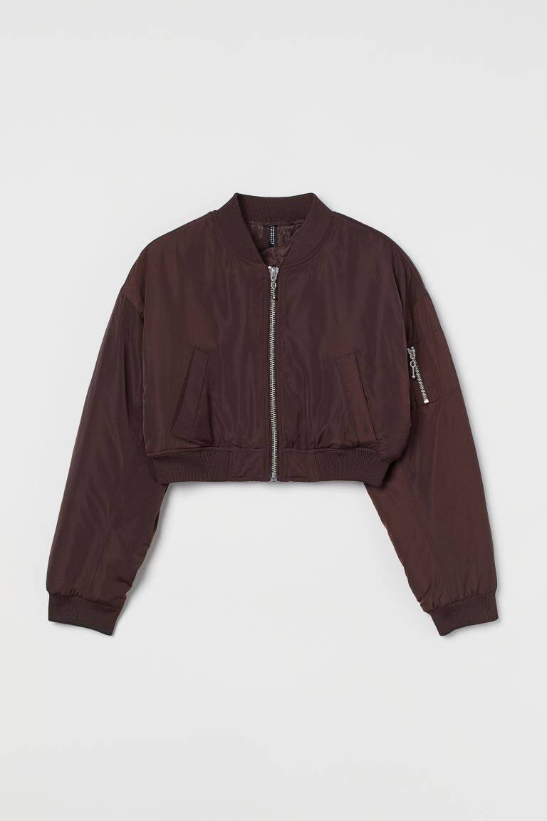 

Короткая куртка-бомбер H&M, темно коричневый