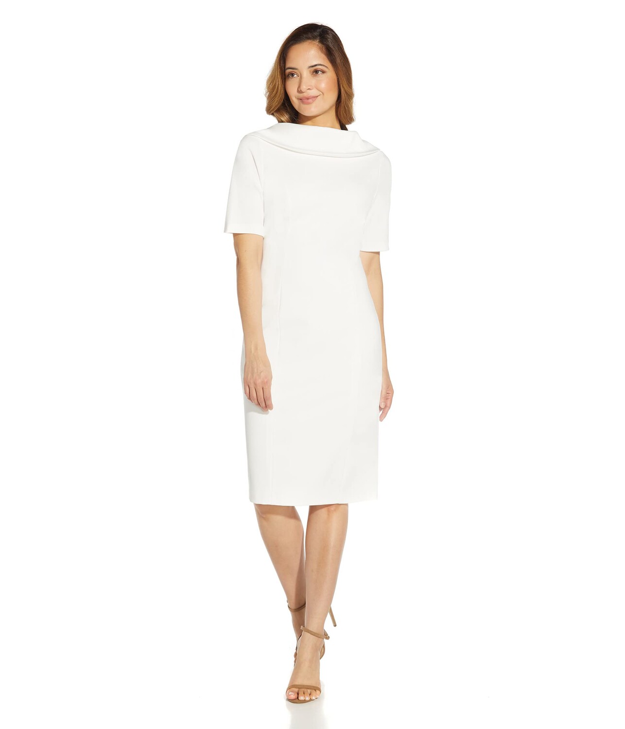 

Платье Adrianna Papell, Roll Neck Sheath Collar Dress w/ V-Back