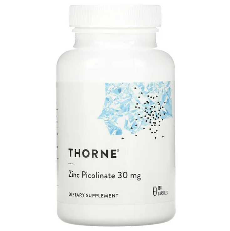 Пиколинат цинка, Zinc Picolinate, 30 мг, 180 капсул, Thorne Research thorne research пиколинат цинка с удвоенной эффективностью 60 растительных капсул