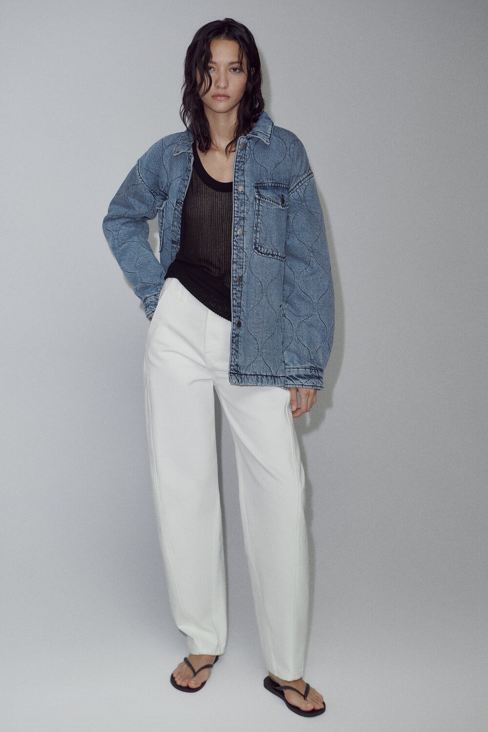 

Стеганая джинсовая куртка ZARA, синий