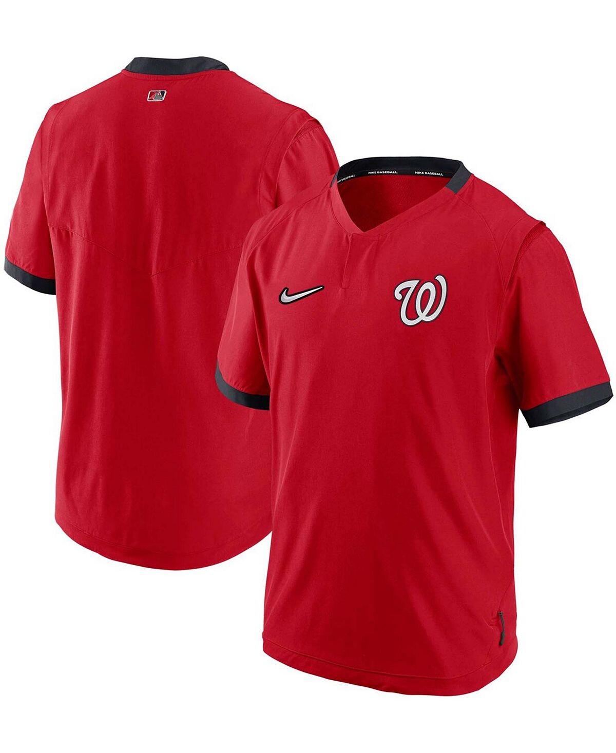 

Мужская красно-темно-синяя куртка-пуловер с коротким рукавом из коллекции washington nationals authentic Nike, красный