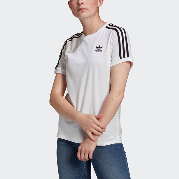 Adidas originals 3 Stripes Tee Sports Training Stripe Round Neck Short Sleeve White T Shirt CDEK.Shopping